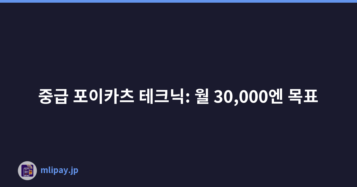 중급 포이카츠 테크닉: 월 30,000엔 목표