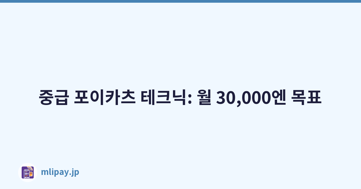중급 포이카츠 테크닉: 월 30,000엔 목표